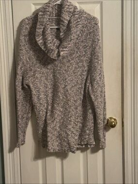 Lane Bryant Marled Gray and Cream Cowl Neck Sweater